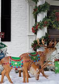 Set the holiday scene in an instant with a mixture of greenery that's amazingly full and realistic. Fiber Optic Ellesmere Head Down Reindeer Frontgate Holiday Decor Reindeer Fiber Optic