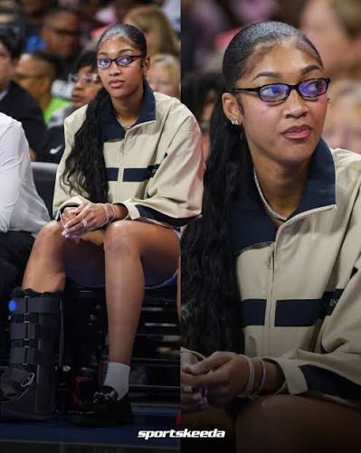 Angel Reese did not look too happy watching the Atlanta Dream lose to the  Portland Fire 🤷‍♂️ Reese suffered an injury to her right ankle and is now  wearing a walking boot