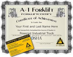 The certification is valid for 3 years. A 1 Forklift Certification Training Courses Osha Calosha Compliant