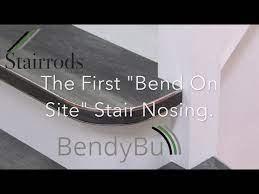 Exposed edges are easily covered using nosing and overlapped finish looks. How To The First Bend On Site Curved Stair Nosing From Stairrods Uk Bendy Bull Youtube