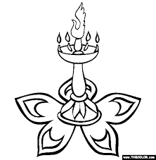 When we think of october holidays, most of us think of halloween. Diwali Holiday Flower Candle Coloring Page