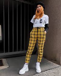 Aesthetic Black And White Plaid Pants Outfit Berlin Streetstyle By Ohwyouknow Plaid Outfits Yellow Pants Outfit Plaid Fashion