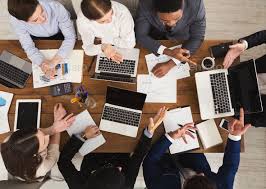 Business People Meeting In Office Top View Business People People Working Together Business Portrait
