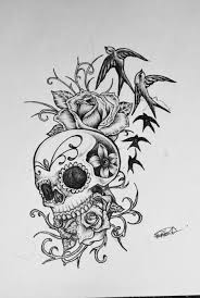 Perhaps leading a destructive life in the past has stopped with the birth of a child, so the decaying skull symbolizes the past, the roses the future, and becomes a permanent reminder of moving forward. Flying Birds And Sugar Skull Tattoo Design
