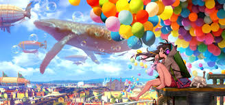 Girl And Balloons Animated Wallpaper Black Haired Anime Character Sitting Near Balloons Illustratio Anime Hd Anime Wallpapers Anime Wallpaper Aesthetic Anime