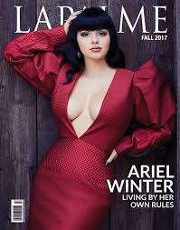 Ariel Winter wears impossibly low-cut dress and fake bangs for new cover
