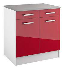 bas 80 cm 2 portes 2 tiroirs elibox 243414 rouge brillant meuble bas cuisine meuble bas meuble cuisine