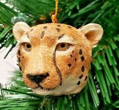 Glass cheetah ornament wears a bejeweled collar for a regal vibe. Cheetah Head Christmas Ornament 2 5 Slavic Treasures Ebay