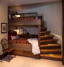 Unique Lighted Steps Up To Top Bunkbed Beehive In Big Sky Mt By Reid Smith Architects Topbeddings Warm Bedroom Bedroom Design Home Decor