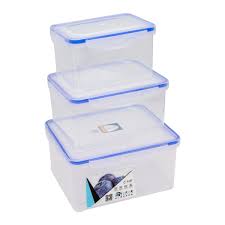 طقم حافظة بلاستيك 3 مقاسات محكم الاغلاق ازرق