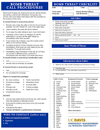 We did not find results for: Bomb Threat Call Procedures Bomb Threat Checklist