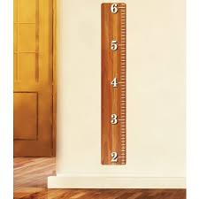 Oak Wood Ruler Height Chart Wall Decal