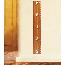 Oak Wood Ruler Height Chart Wall Decal