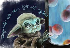 Image macros, reaction images, parody accounts, fan art, gifs, and general internet squeeing have all exploded around baby yoda. Baby Yoda Christmas Art Tiny Tots With Their Eyes All Aglow Babyyoda