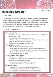 Student Brief Your Role What You Need To Do Managing Director Your Role Is  To Lead And Support Your Colleagues In The Company, Throughout The  Planning. - Ppt Download