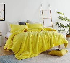 Bright yellow is a cheery color for bedding styles. Fun Bright Yellow Bedding With Cozy Sherpa Feel Extra Large Twin Queen Or King Bedding