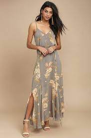 Feeling Freesia Grey Floral Print Maxi Dress Printed Maxi Dress Floral Print Maxi Floral Print Maxi Dress