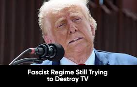 How do you look at this guy and not see a full-blown fascist? He's  literally foaming at the mouth about “terminating” ABC and NBC because they  hurt his feelings. A president threatening