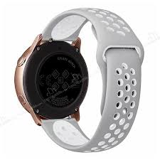 Eiroo Samsung Galaxy Watch Active 2 Silikon Spor Gri Beyaz Kordon 44 Mm