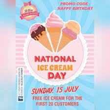 Sunday, july 28th, is national ice cream day and it couldn't have come at a better time. National Ice Cream Day Poster