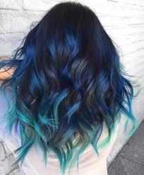 Gimme The Blues Bold Blue Highlight Hairstyles Black Hair With Highlights Blue Hair Highlights Hair Color For Black Hair