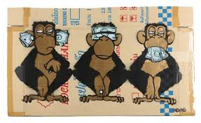 The three wise monkeys (japanese: Mau Mau Three Monkeys Mutualart