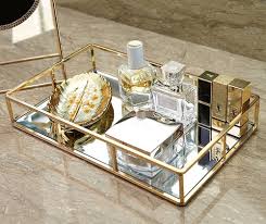 Perfect For Use On Entry Way Table Vanity Ottoman Or Even For Serving Drinks Decorative Tray Glass Tray Decor Gold Tray Decor Bathroom Vanity Tray