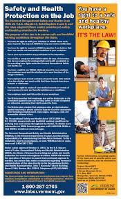Provide each worker with the equivalent health and safety law leaflet ; Free Vermont Osha 2021