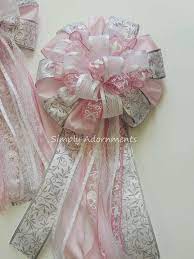 It S A Girl Pink Bow Lace Victorian Girl Baby Shower Decor Pink Gift Basket Bow Newborn Baby Girl Party Decor Cottage Pink Baby Shower Bow Pink Gift Basket Girl Baby Shower