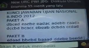 Link download soal, kunci jawaban, pembahasan osk 2019 pdf bidang matematika, fisika, kimia, informatika komputer, biologi, astronomi, ekonomi, kebumian, geografi. Kunci Jawaban Un Beredar Via Sms Okezone News