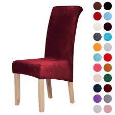 Seat covers are perfect for use on a variety of kitchen, dining and even folding chairs. Velvet Stretch Dining Chair Slipcovers Spandex Plush Short Chair Covers Solid Large Dining Room Chair Protector Home Decor Set Of 6 Wine Red Buy Online In Botswana At Desertcart 122239620