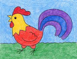 Draw two ovals for the rooster's head and body. How To Draw A Rooster Art Projects For Kids