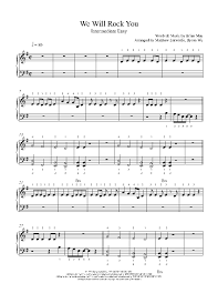 We Will Rock You By Queen Piano Sheet Music Intermediate Level Piano Sheet Music Piano Sheet Violin Music