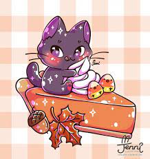 J E N N I On Instagram Pumpkin Pie Season I Never Tried Pumpkin Pie Before Lol Kitten Art Kawaii Cat Drawing Cute Halloween Drawings