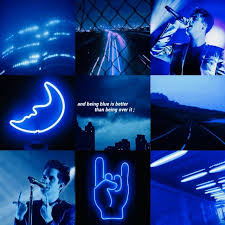 Black And Blue Aesthetic Pastel Brendon Urie Dark Neon Blue Aesthetic Mood Board Blue Aesthetic Dark Blue Aesthetic Neon Aesthetic