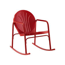 Crosley Furniture Griffith Red Metal Outdoor Rocking Chair 2 Pack In 2020 Outdoor Rocking Chairs Rocking Chair Set Rocking Chair