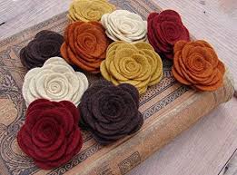 A flower made of wool remnants, product to support sustainable design. Amazon Com Wool Felt Flowers Large Posies Autumn Collection The Original Wool Felt Posies Handmade