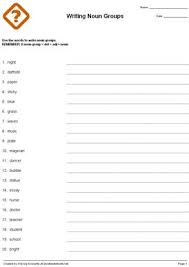 Give important information for instructions. Noun Groups Worksheets