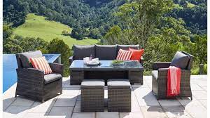 Malta 6 Piece Outdoor Lounge Dining Rectangular Setting Outdoor Dining Harvey N Outdoor Furniture Australia Outdoor Furniture Sets Outdoor Wicker Furniture