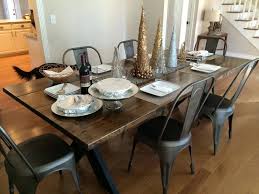 James James 8 Foot Steel X Base Table Stained In Dark Walnut With Satin Finish Pictured Here Wi Metal Dining Room Metal Dining Chairs Metal Dining Room Chairs