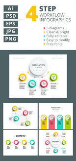 4 Step Workflow Infographics Element Templates Psd Vector