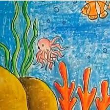 Children's Art: How To Draw And Color An Underwater Scene Using Oil Pastels  For Kids - Feltmagnet