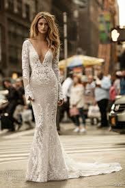 Lalagen women's floral lace long sleeve off shoulder wedding mermaid dress. Berta Fall 2017 Bridal Long Sleeves Deep V Neck Full Embellishment Elegant Lace Sheath Wedding Beaded Lace Wedding Dress Wedding Dress Low Back Wedding Dresses