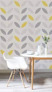 Yellow Gray Abstract Flower Pattern Wallpaper Mural Hovia Wallpaper Living Room Room Wallpaper Kitchen Wallpaper Ideas Uk