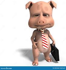 A Cute Toon Pig As a Serious Business Man Stock Illustration