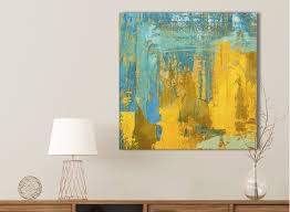 Compare prices on popular products in wall decor. Mustard Yellow And Teal Turquoise Abstract Dining Room Canvas Wall Art Decor Ebay