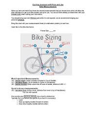 Bike Sizing Cycling Journeys