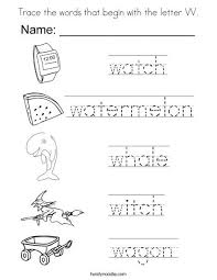 Kids trace the dotted lines. Trace The Words That Begin With The Letter W Coloring Page Letter W Activities Letter W Worksheets Alphabet Worksheets Preschool