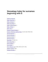British surnames british surnames beginning with 'de' drill down further to surnames beginning with: Genealogy Index For Surnames Beginning With D Auf Kreibaum De