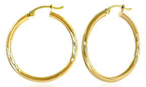 Customize the diamond quality, size & metal. 14k Gold 30mm Thick Diamond Cut Hoop Earrings By Rebecca Milano Groupon